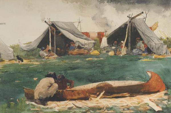 Winslow Homer Montagnais Indians (Making Canoes) (mk44) Germany oil painting art